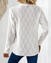 Top met lange mouwen en knoopjes boven op de borst in de kleur Wit voor dames in stijl ideaal voor de herfst.