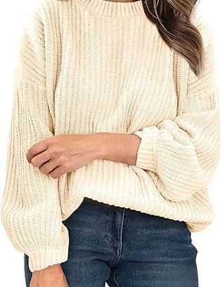 Trui met ribbels en V-hals in de kleur Beige voor dames in stijl ideaal voor de herfst.