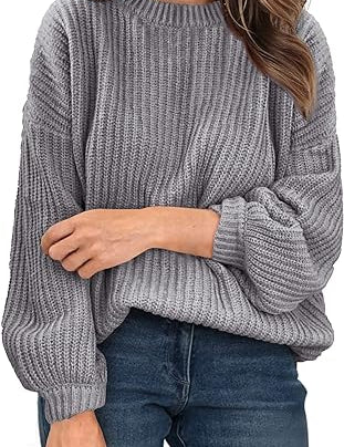 Trui met ribbels en V-hals in de kleur Grijs voor dames in stijl ideaal voor de herfst.