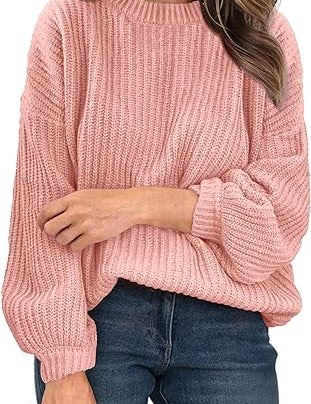 Trui met ribbels en V-hals in de kleur Roze voor dames in stijl ideaal voor de herfst.