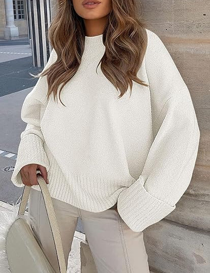 Trui met ronde hals en lange mouwen in de kleur Wit voor dames in stijl ideaal voor de herfst.