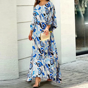 Tweedelige-set Sofia in de kleur Blauw/Wit voor dames in stijl ideaal voor de zomer.
