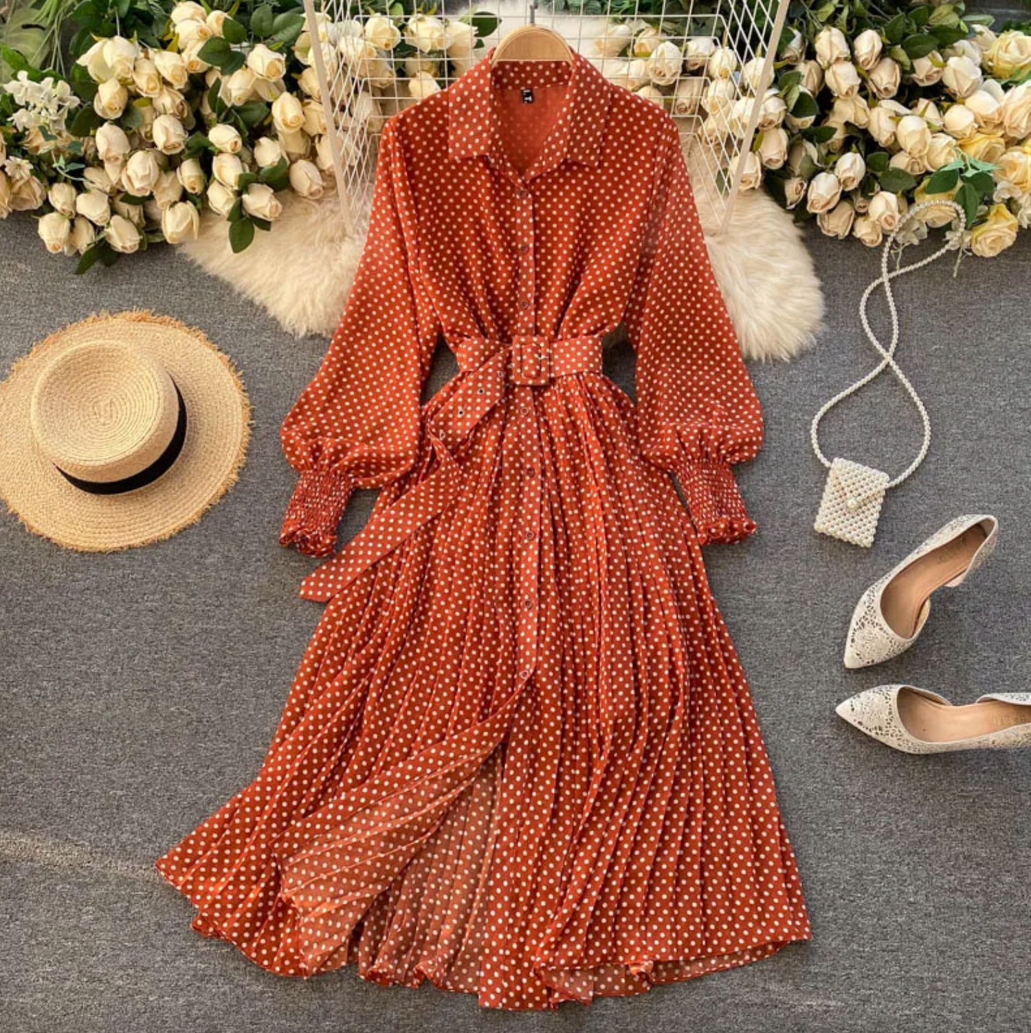 VALENTINA | Stijlvol jurkje voor de lente in de kleur Oranje voor dames in stijl ideaal voor de lente.