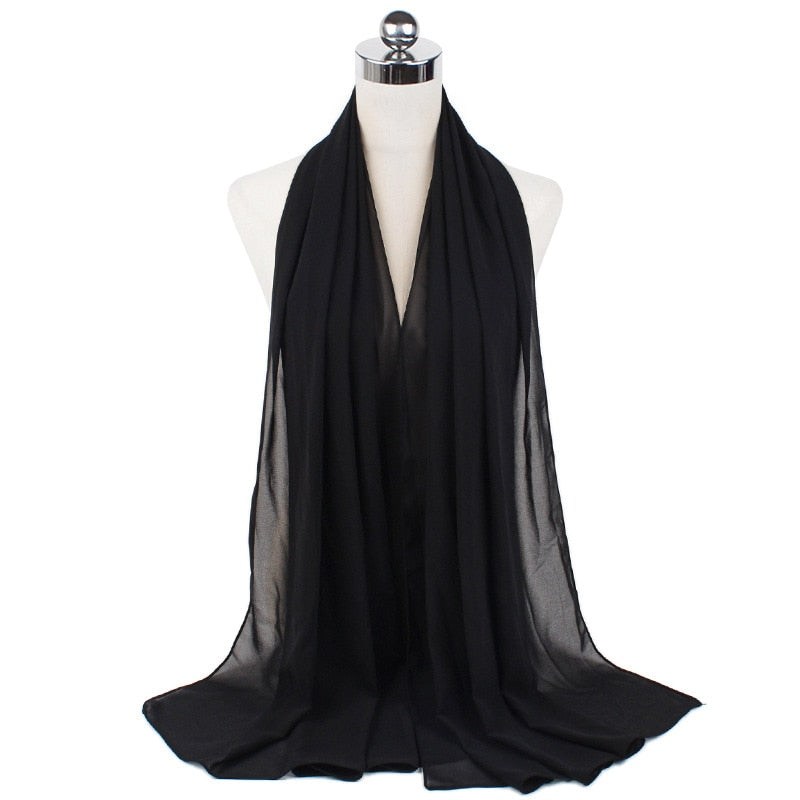 Vardi | Ultralichte & comfortabele chiffon hijab in de kleur Zwart voor dames in stijl geschikt voor alle seizoenen.