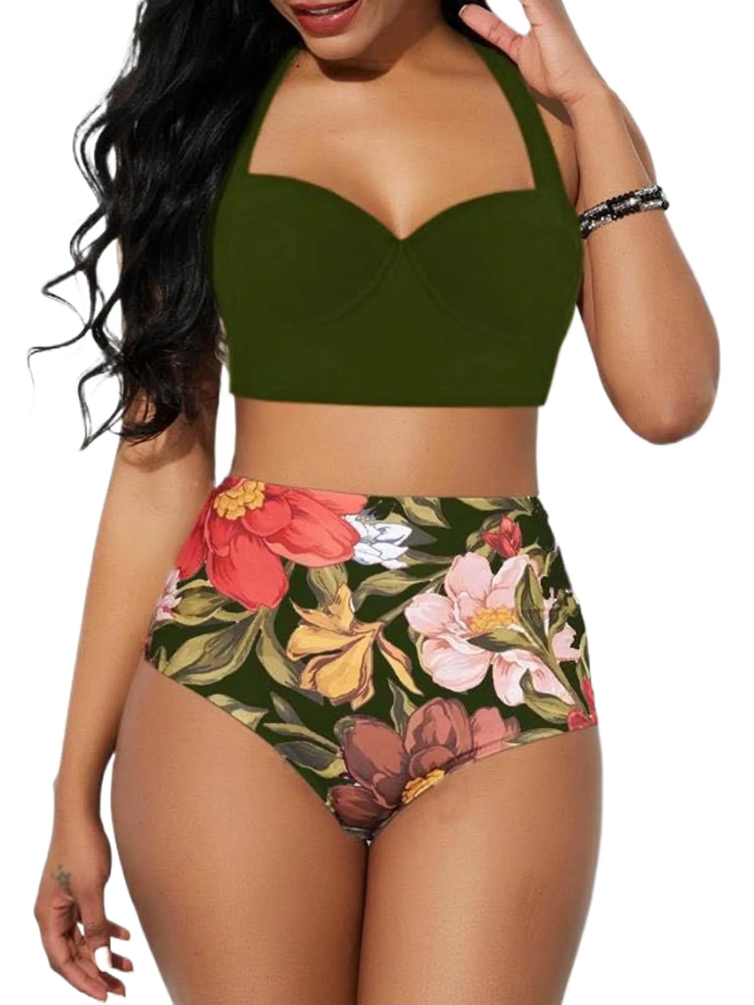 Vera | Vrolijke & stijlvolle bikini in de kleur Groen voor dames in Beach stijl ideaal voor de zomer.