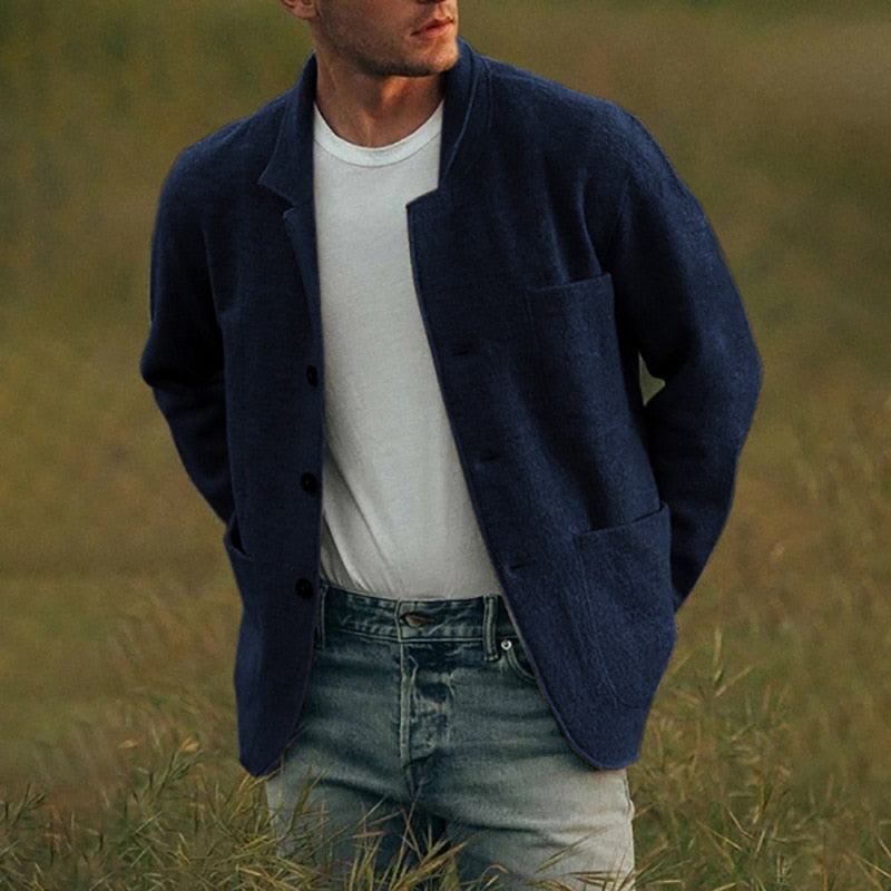 Vest met knoopsluiting in de kleur Blauw voor heren in stijl geschikt voor alle seizoenen.