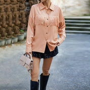 Vintage blouse in de kleur Roze voor dames in stijl ideaal voor de herfst.