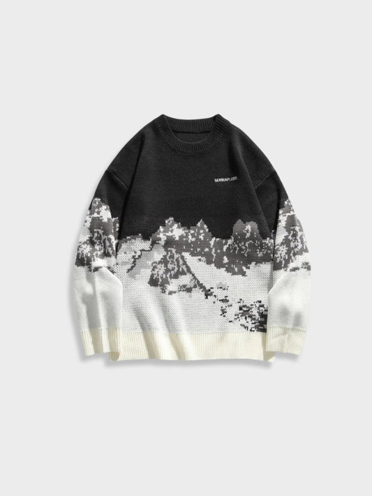 Vintage Mountain Sweater in de kleur Zwart voor dames in Casual stijl ideaal voor de herfst.