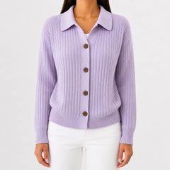 Cardigan met knopen en ribgebreid