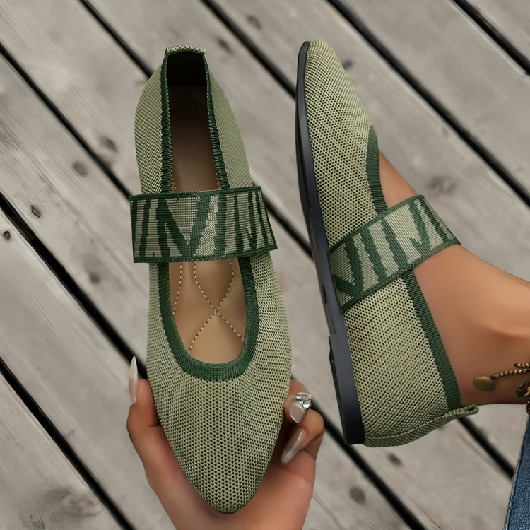 Vrijetijdschoenen Ballet in de kleur Legergroen voor dames in stijl ideaal voor de lente.