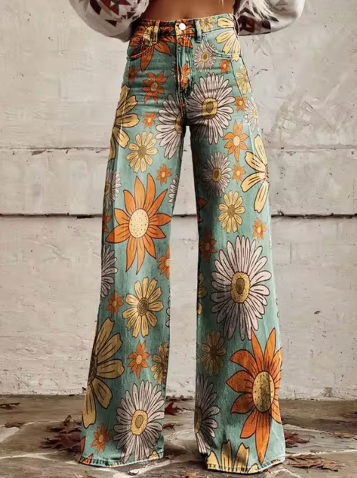 Sophie | Stijlvolle Wijde Broek met Kleurrijke Print