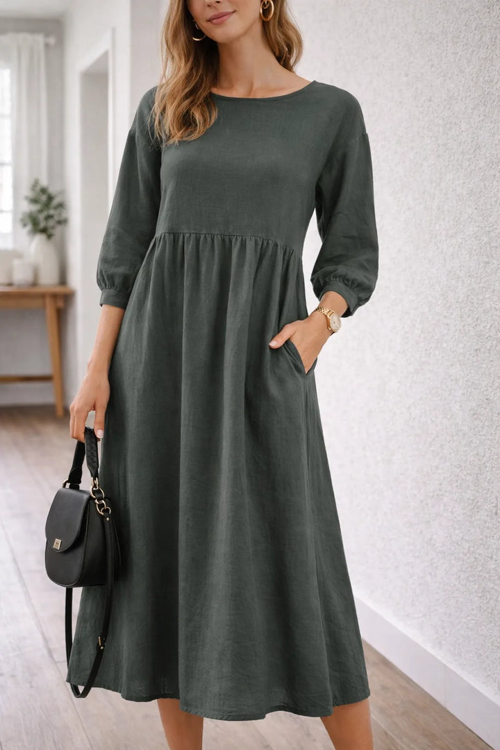 A-line midi jurk met zakken