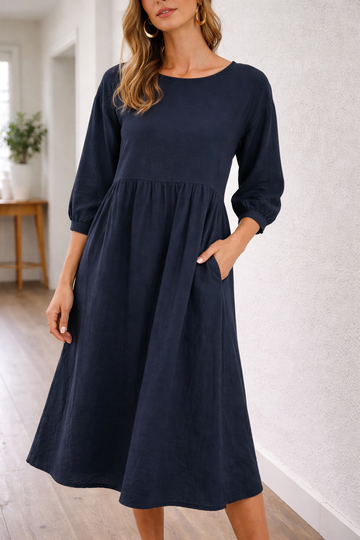A-line midi jurk met zakken