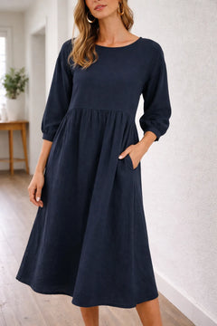 A-line midi jurk met zakken