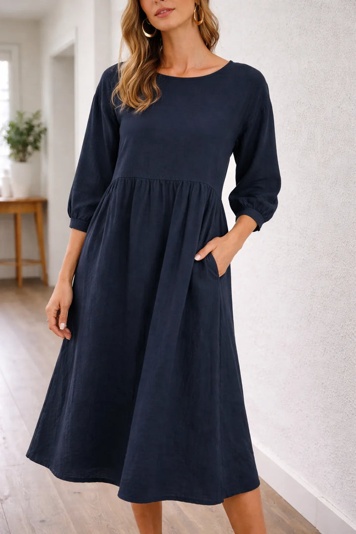 A-line midi jurk met zakken
