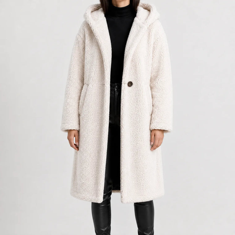 Oversized teddy jas met capuchon