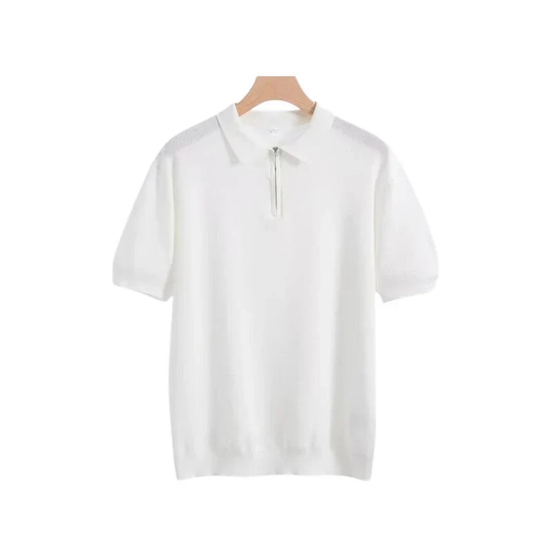 Willem | Lange mouw poloshirt in de kleur Wit voor heren in Smart-casual stijl geschikt voor alle seizoenen.