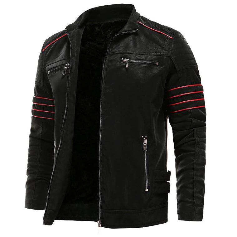 Willem | Zwart leren jack voor heren in de kleur Zwart voor heren in stijl geschikt voor alle seizoenen.