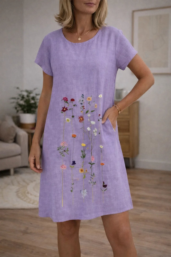 Mini jurk met geborduurde bloemen