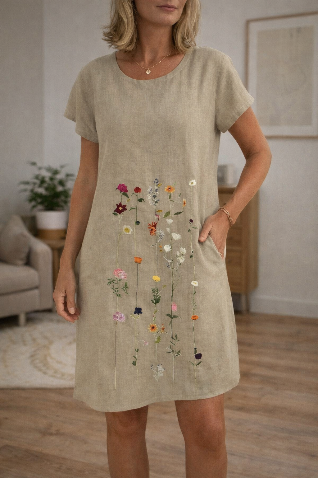 Mini jurk met geborduurde bloemen