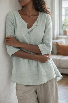 Tunic met V-hals en 3/4 mouwen