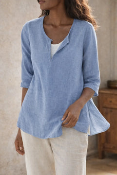 Tunic met V-hals en 3/4 mouwen