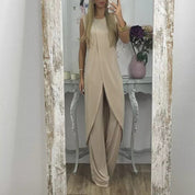 Yasmine | Tweedelige damesjurk voor stijlvolle looks in de kleur Beige voor dames in stijl ideaal voor de herfst.