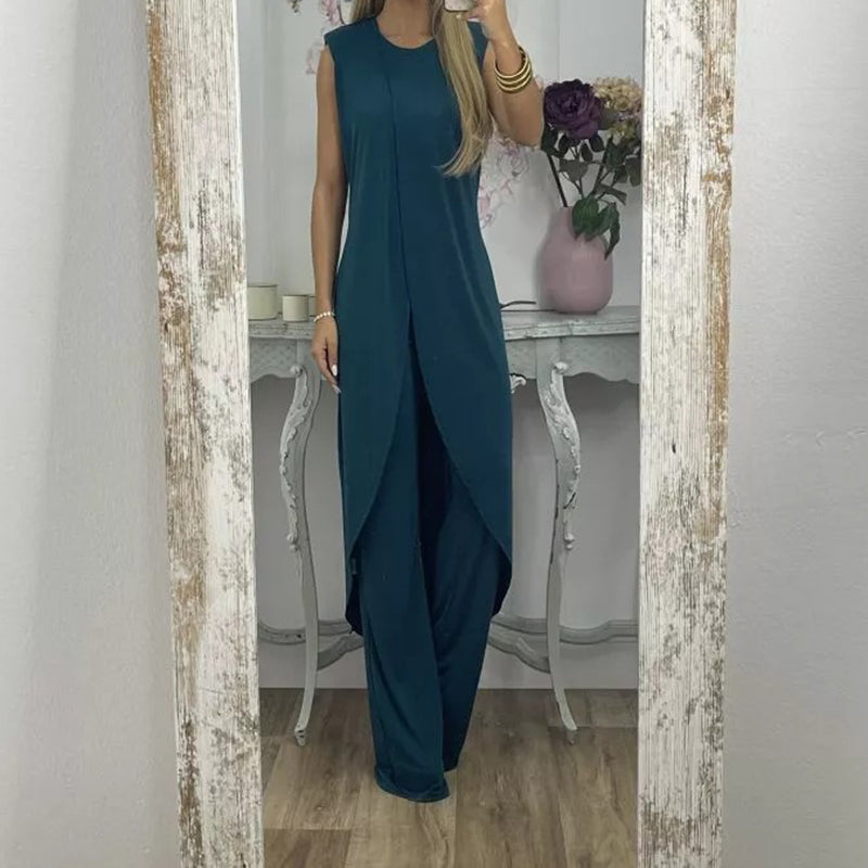 Yasmine | Tweedelige damesjurk voor stijlvolle looks in de kleur Donkerblauw voor dames in stijl ideaal voor de herfst.