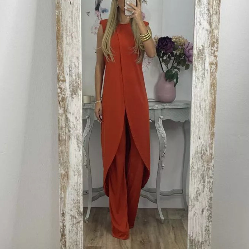 Yasmine | Tweedelige damesjurk voor stijlvolle looks in de kleur Rood voor dames in stijl ideaal voor de herfst.