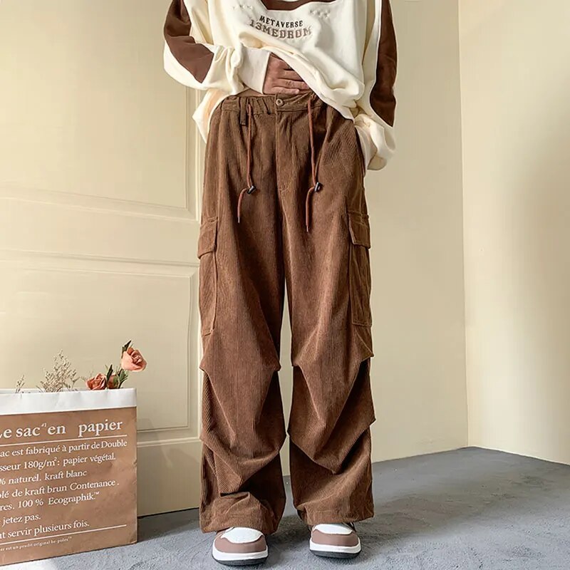 Seidarise Heren Corduroy Broek Rechte Baggy Brede Been Stretch Elastische Taille Trekkoord Relaxed Fit Broek Broek Broek, Zwart, M Seidarise Heren Corduroy Broek Rechte Baggy Brede Been Stretch Elastische Taille Trekkoord Relaxed Fit Broek Broek Broek, Zwart, M