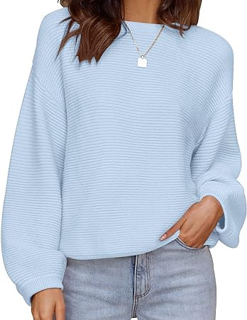 Zachte geribbelde trui in de kleur Hemelsblauw voor dames in Lounge stijl ideaal voor de herfst.