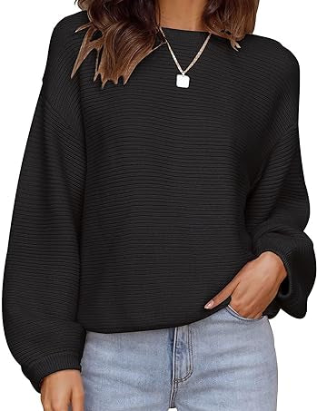 Zachte geribbelde trui in de kleur Zwart voor dames in Lounge stijl ideaal voor de herfst.