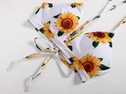 Zinda | Vrolijke & stijlvolle zonnebloem bikini in de kleur Zwart/Wit voor dames in Beach stijl ideaal voor de zomer.
