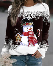 Meerkleurig kerstsweatshirt met sneeuwpoppen
