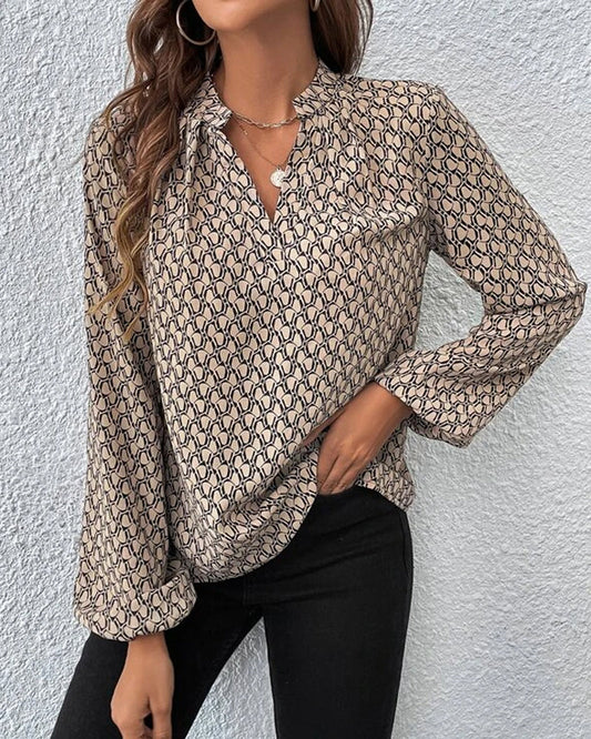 Casual Blouse met V-hals en print