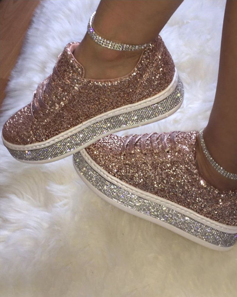 Plateausneakers met glitters in grote maten voor vrouwen