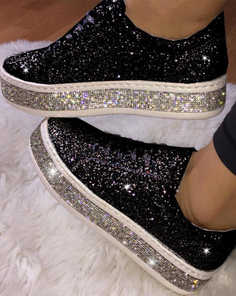 Plateausneakers met glitters in grote maten voor vrouwen