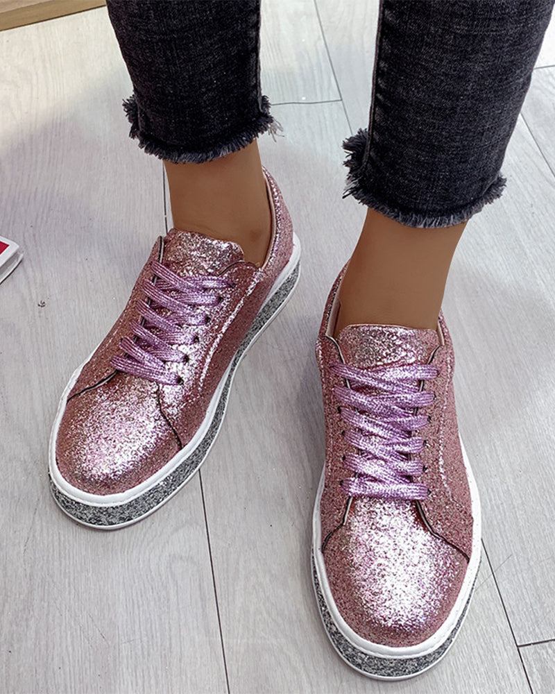 Plateausneakers met glitters in grote maten voor vrouwen