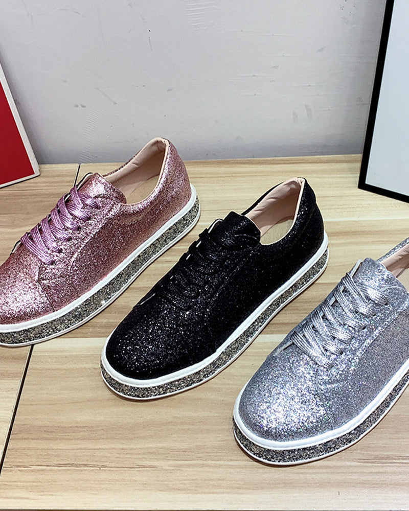 Plateausneakers met glitters in grote maten voor vrouwen