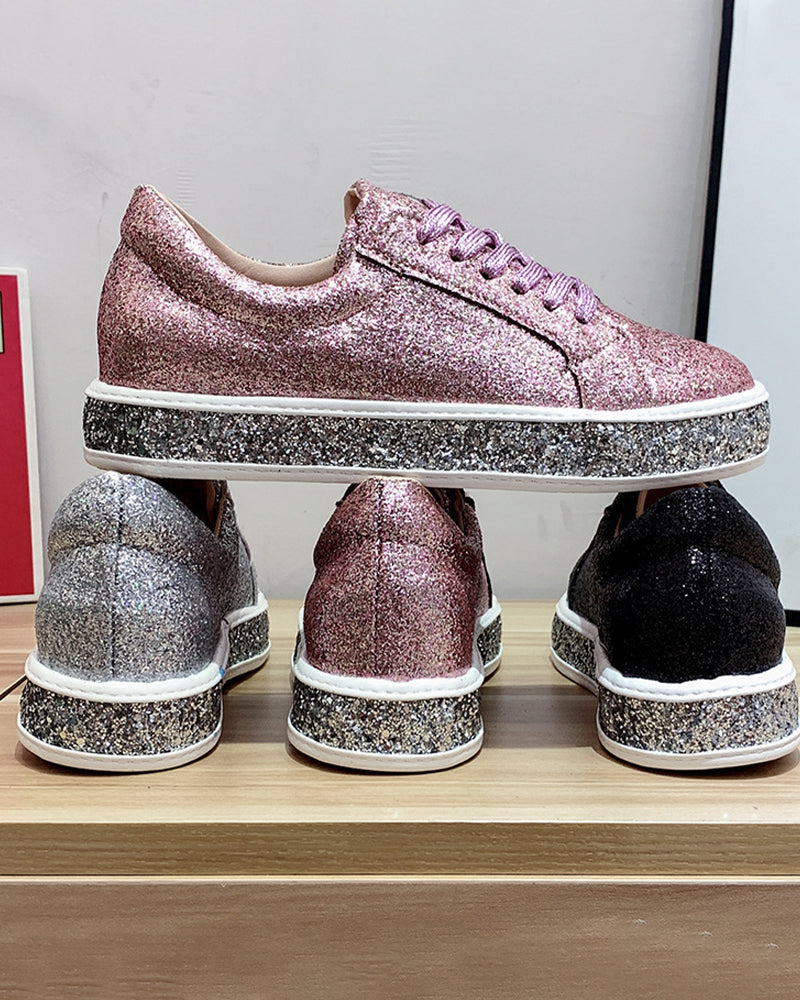 Plateausneakers met glitters in grote maten voor vrouwen