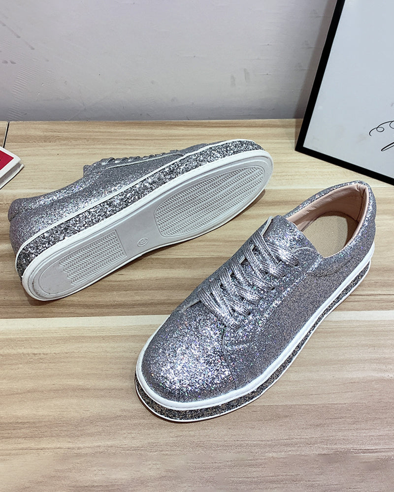 Plateausneakers met glitters in grote maten voor vrouwen