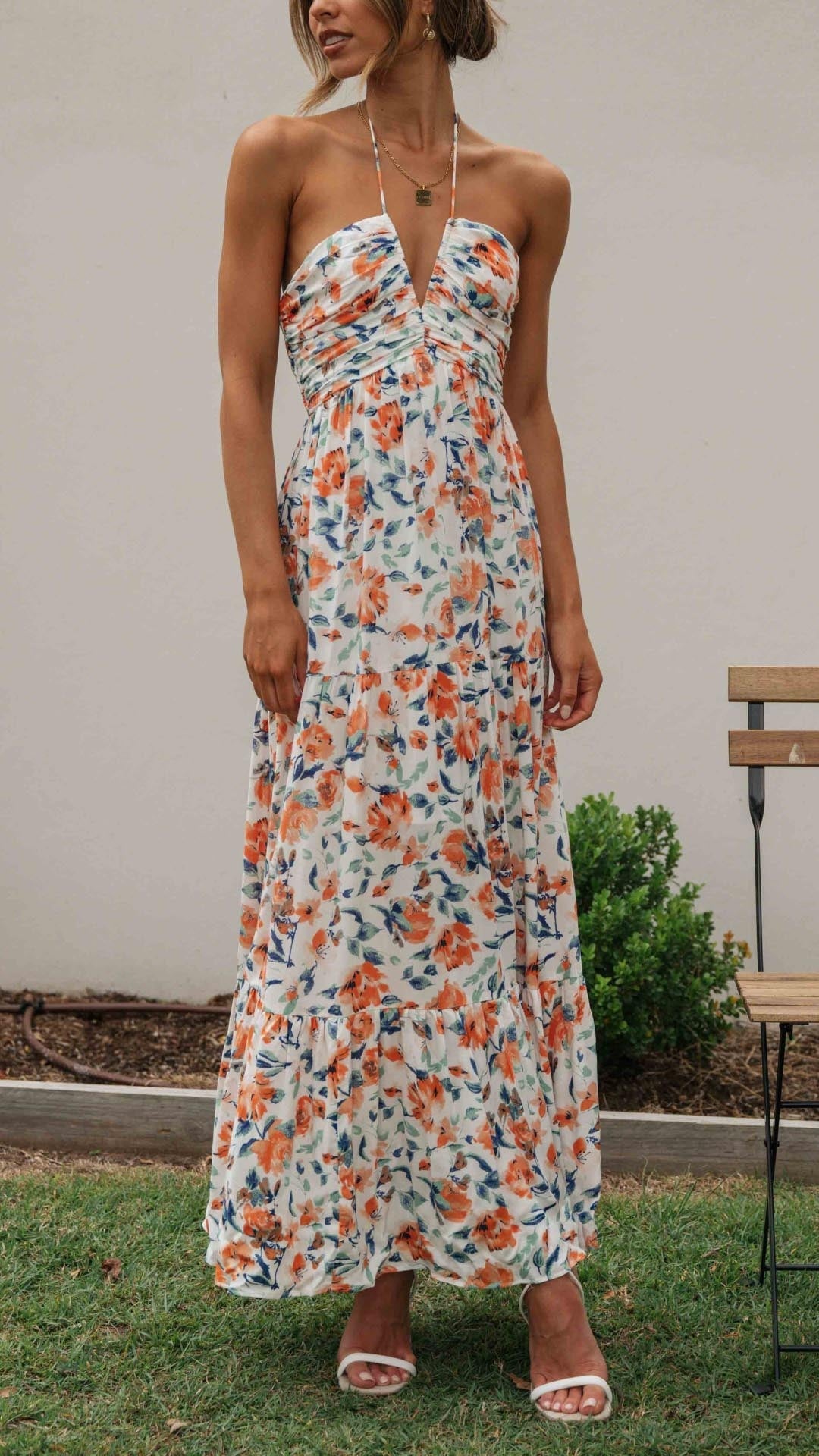 Halternek Jurk Bloemen Maxi Jurk Ruby