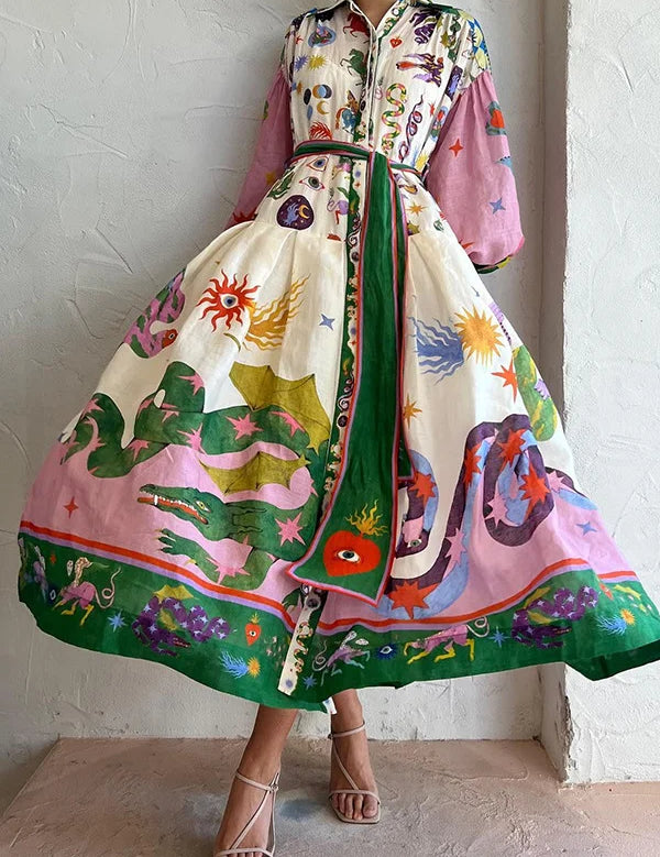 anna-bedrukte-maxi-retrojurk-met-print-gemengde-kleur-deqalli.webp