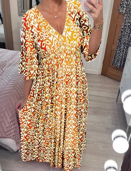 Bente | Bohemian Lange Jurk in de kleur Geel voor dames in stijl ideaal voor de zomer.