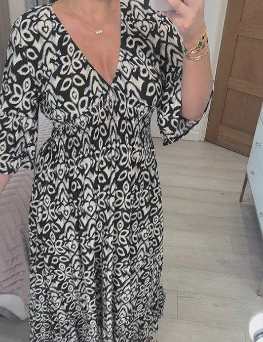 Bente | Bohemian Lange Jurk in de kleur Zwart voor dames in stijl ideaal voor de zomer.