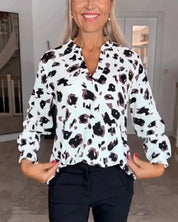 Blouse met print en V-hals in de kleur Wit voor dames in stijl ideaal voor de herfst.