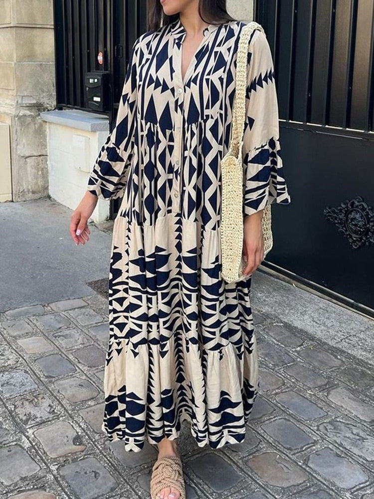 Bohemian Jurk Skye in de kleur Blauw voor dames in stijl ideaal voor de lente.