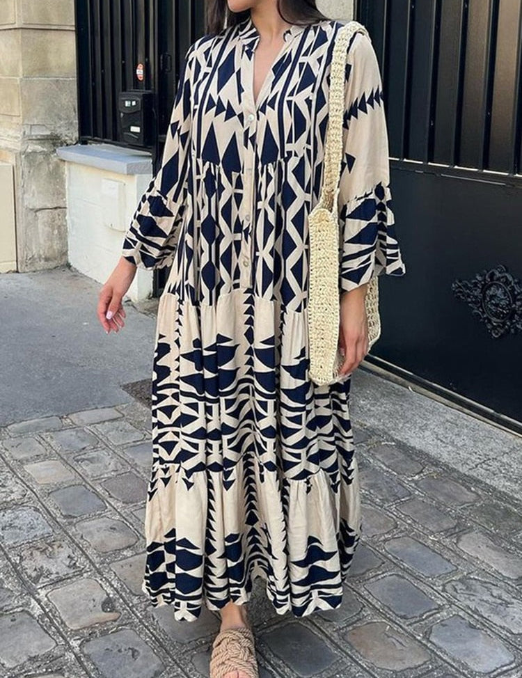 Bohemian Jurk Skye in de kleur Blauw voor dames in stijl ideaal voor de lente.
