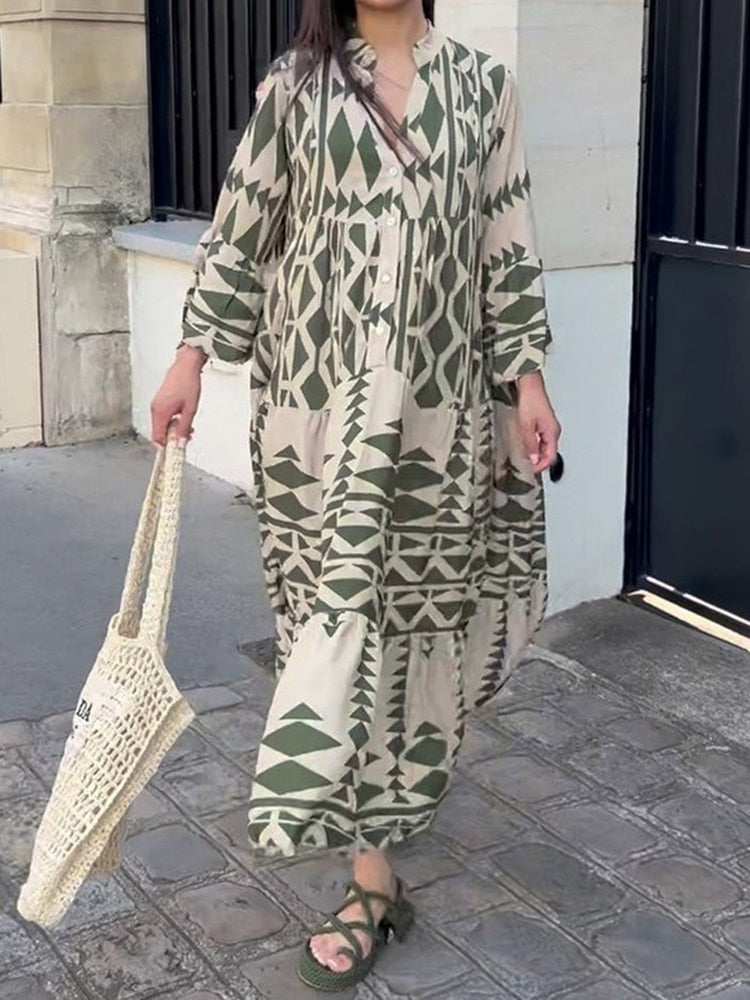 Bohemian Jurk Skye in de kleur Groen voor dames in stijl ideaal voor de lente.