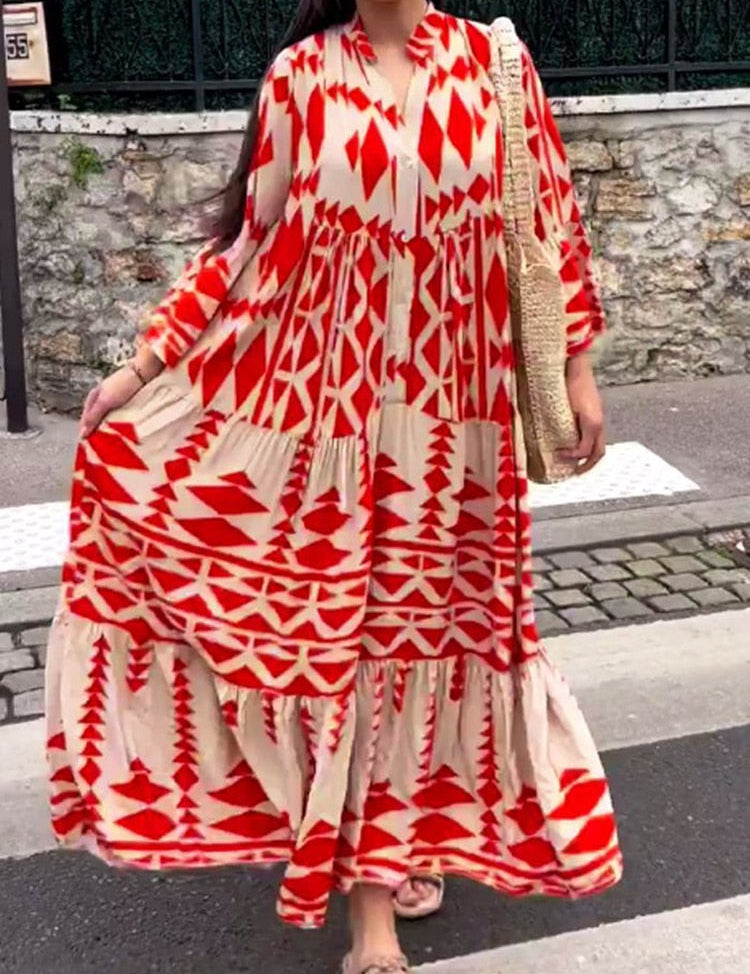 Bohemian Jurk Skye in de kleur Rood voor dames in stijl ideaal voor de lente.